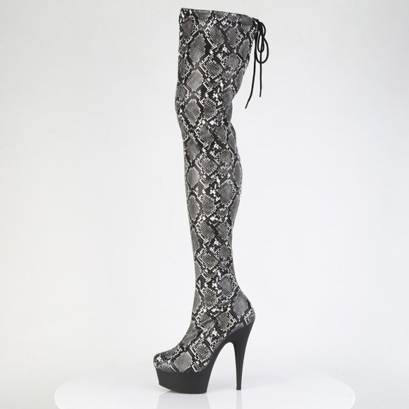 Snake Print High Heel Thigh High Boots